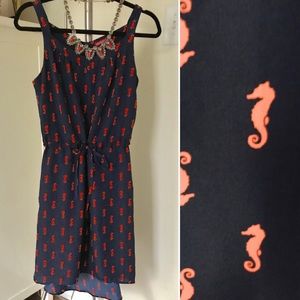 🔥 Navy & Coral Seahorse Summer Dress 🔥